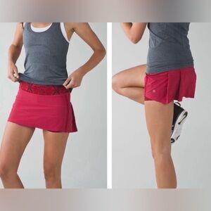 Lululemon Pace Rival Skirt II / Skort, Red, Snakeskin Pattern, Women’s 4 Tall